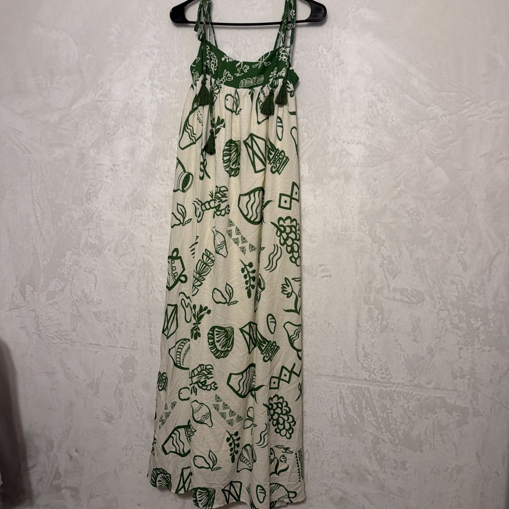 Flying Tomato Maxi‎ Dress Lined Linen Blend SZ M Coastal Beach Resortwear
